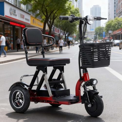 Portable Mobility Scooter for Adult, Foldable Lightweight 3-Wheel Mobility Scooter, Mobility Scooters, with Charger And Basket Comfortable Seat,20A,8 inch