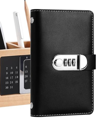 Livret D'épargne - Cuir PU Matériau PVC | Classeur Rétro À Serrure À Combinaison De 7 Pouces, 210 G, 100 Enveloppes | Pour Ļes, Les Étudiants Et Les Familles