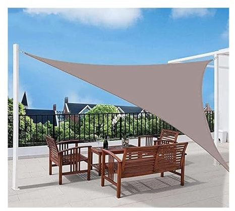 Tenda parasole triangolare, 3 x 4 x 5 m, permeabile all'acqua, per patio, balcone, posto auto coperto e piscina, copertura per esterni con fissaggi, vela da giardino, 5 x 5 x 7,1 m