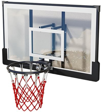 Wall Mounted Basketball Hoop, Adjustable Basketballs Goal with Shock Absorbing Hoops, Basket Balls Hoop for Indoor and Outdoor Use