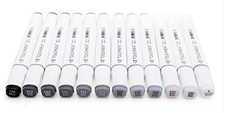 BEMLP 12 Colors Grayscale Art Marker Pen Double-Ended Sketch Markers Alcohol Based Ink Neutral Gray Tones Art Supplies for Sketching Shading Illustrating Drawing (12 Cool gery)