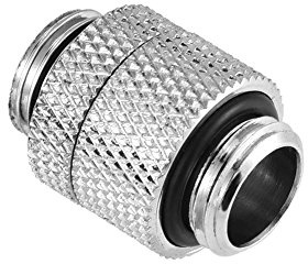 Richer-R G1 / 4 Gewinde PC Wasserkühlung Adapter, Messing International G1 / 4 Gewinde 360 Grad Drehrohr Fitting Extender Adapter für Computer Wasserkühlung Schwarz/Silberig(Silver)