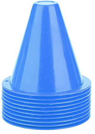TICFOX Fußballtraining Kegel, Samfox Sport Cones Kunststoff Fußball Barrieren Marker Fußball Kegel Set 10tlg(Blau)