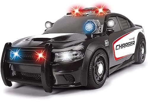 Dickie Toys Coche de policía Dodge Charger XL – Coche motorizado de Juguete de 33 cm con Rueda Libre, luz Azul, Sirena, Reflector para niños a Partir de 3 años