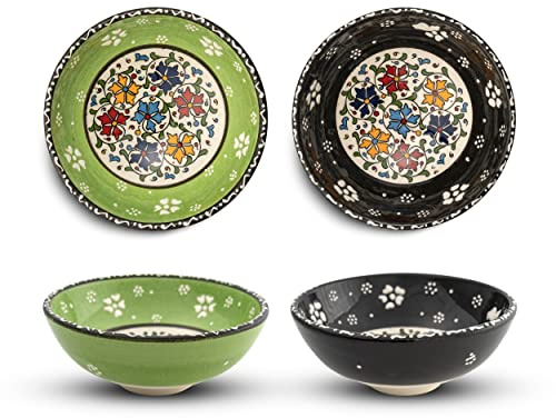 Bascuda Ceramique Ensemble de 4 Petit Bol - Moracain Bol Décoratif, Sauce Soja, Soupe Condiments, Dip, Sauce, Noix, Bonbon, Fruits, Apéritif, Collations - Lot de 4 bol à goûter 12cm