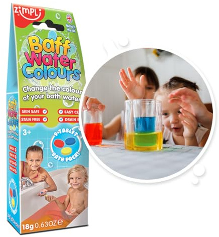 ZIMPLI - 9 Use Baff Water Colours, Colour Changing Bath Drops, Colour Tabs, Learning & Educational Bathtime Activities, Pocket Money Bath Toy