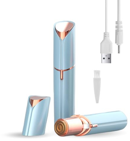 Facial Hair Remover for Women, USB Rechargeable Face Hair Removal Lady Shaver Trimmer Mini Portable Hair Removal Device for Face Hair, Upper Lips, Peach Fuzz, Bikini Body (Blue)