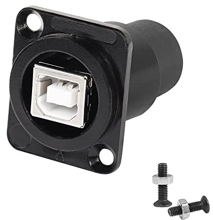 QIANRENON USB B a USB A per montaggio a pannello Adattatore, USB B femmina a USB 2.0 femmina stampante dati Connettore, adatto XLR-Panel o D-Panel Mount, per stampante scanner