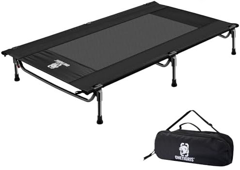 OneTigris Hundeliege Outdoor, erhöhtes Hundebett 100x70 cm Höhe 21cm, Express-Einrichtung Stabil, bequem und atmungsaktiv Haltbar und einfach zu reinigen Camping Haustier Bett, Katzenbett - Schwarz