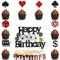 25 Stück Poker Tortendeko Geburtstag Happy Birthday Cake Toppers Unterhaltung Themen Torten Dekoration Casino Kuchen Topper Kuchen Deko für Geburtstagsfeier Babypartys Hochzeiten Party Dekoration