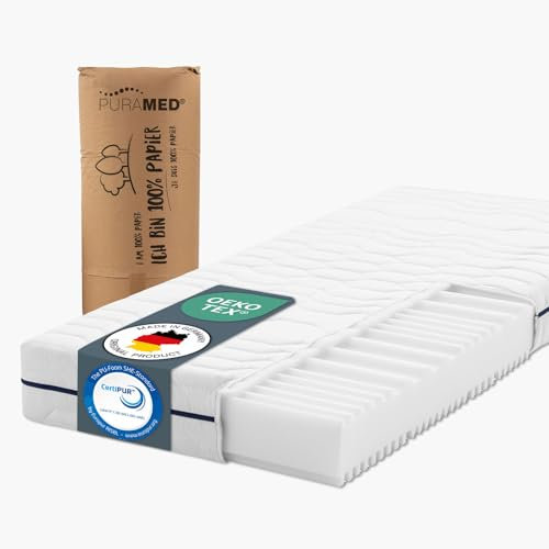 PURAMED Kaltschaummatratze 100x200 cm | Härtegrad H2 & H3 | Höhe 18 cm | ergonomische 7-Zonen Matratze | waschbarer Mikrofaser-Bezug | Oeko-TEX® & CertiPUR Zertifiziert | produziert in Deutschland