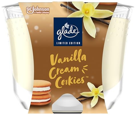 Glade Långvarigt doftljus i glas, vanilj-kräm-kakor, upp till 30 timmars brinntid, 4-pack (4 x 204 g)