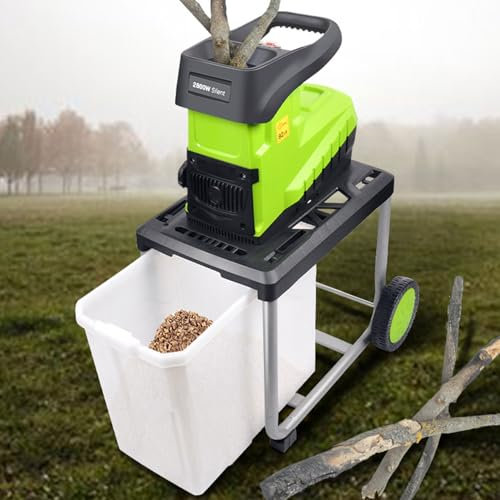 2800W Electric Branch Shredder, 5000r/min Portable Multifunctional Leaf Shredder with 60L Collection Box, 45mm Cutting Direct, Safety Locking Knob, for Garden, Backyard