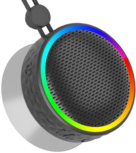 Bluetooth Shower Speaker, Portable Wireless Speaker Suction Cup, Bluetooth Speaker with RGB Lights, 360° HD Sound Support, TF Card, Shower Radio for