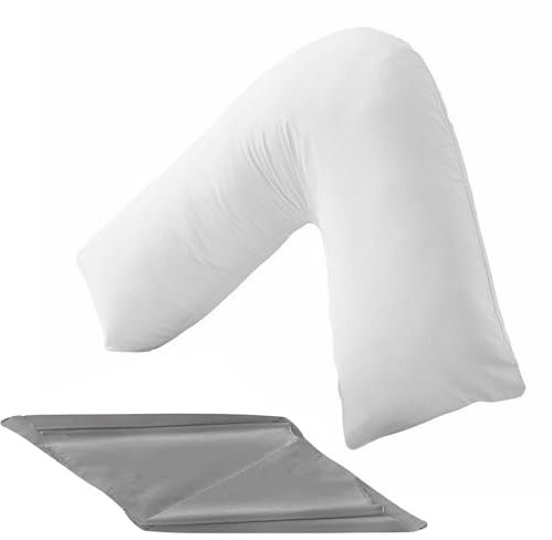 Steexu V Shaped Pillow V Cushion - V Pillow For Neck And Shoulder Pain - Extra Virgin Hollow Fiber Filling in Polycotton Case - V Cushion For Pregnancy and Nursing