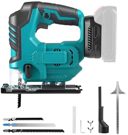 Tnamdan Seghetto alternativo elettrico con 3 impostazioni orbitali, tagli smussati regolabili a 45°, seghetto alternativo a batteria compatibile con batterie da 18 V (Senza batteria)