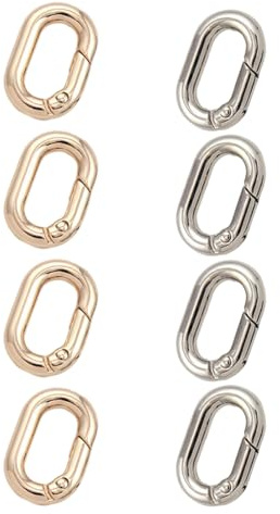 OUDQFCJ 8 Pezzi Moschettone Ovale Mini, Chiusura per Gioielli Placcata in Oro, Gancio a Molla per Collane e Bracciali Fai da Te (Oro+Argento)