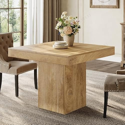 Tribesigns 100 cm Esstisch Küchentisch, Quadratish für 4 Personen, Esszimmertische für Esszimmer, Küche, Wohnzimmer kleine Räume, Mit Dicker Tischplatte und Beinen(Hellbraun)