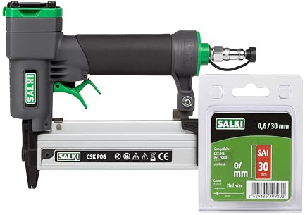 SALKI CSK P06 pneumatisk spikpistol + 3 000 stift 0,6 x 30 mm | tryckluftspistol | professionell häftapparat för snickeriarbete