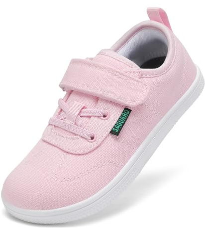 SAGUARO Bambini Bambina Scarpe Barefoot in Tela Ragazze Sneakers Minimaliste Leggere Scarpe a Piedi Nudi Flessibili per Uso Interno e Esterno Rosa Chiaro,Gr.32