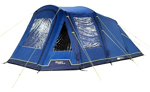Berghaus Adhara Air 500 Nightfall Tent for 5 People with Darkened Bedrooms, Living Area & Sewn In Groundsheet, 5 Man, Easy to Pitch, Large and Spacious, Family Camping & Festivals, 6000mm HH (Blue)