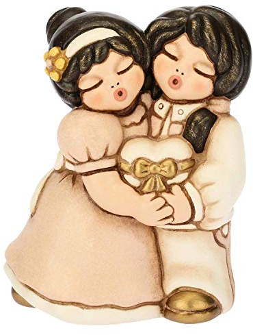 THUN® - Coppia di Spose con Cuore Lei+Lei - Regalo o Bomboniere di Matrimonio - Ceramica - Linea I Classici