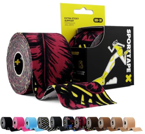 SPORTTAPE Kinesiology Tape, 5cm x 5m, Wild - Waterproof & Hypoallergenic Kinetic Physio Tape for Muscle Injury Recovery, Sports Strapping, Knee Pain, Joint Support & Blisters - Single Uncut Roll