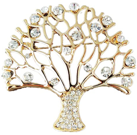 Broche en cristal de qualité Arbre de Vie pour femmes, broche en strass en forme de sapin de Noël Bijoux cadeaux, M, Métal