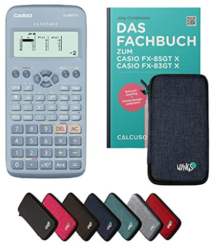 Casio fx-83GT X Incl. Funda Protectora Azul y Libro especializado (64 páginas, DIN A5) – Calculadora científica – Smart Set (Alemán)