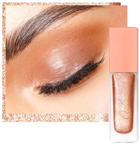 Oulac Glitzer Lidschatten Flüssig Lidschatten| Liquid Eyeliner mit feinem Funkeln| Glitzer Finish Glattes Schimmer Augen Make-up| Vegan& Cruelty-Free, 6.8g (O10)