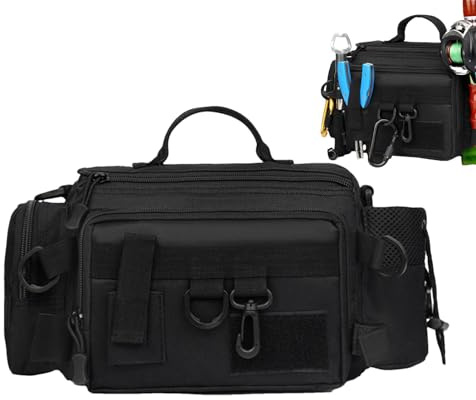 Generisk vandring midjeväska, utomhus fiskeutrustning förvaringspaket – cross-body fiskesling-pack för fiske vandring klättring, utomhus midjeväska, Svart, Refer to , Unisex