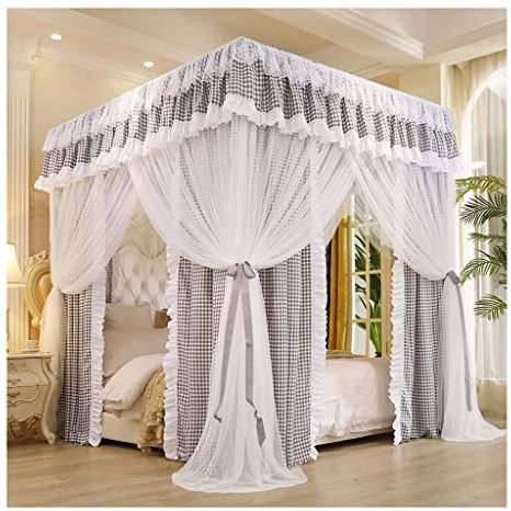 Betthimmel für Zuhause, Gitter-Betthimmel, Verdunkelungs-Staubdichter Bettvorhang mit Halterung, Universal-Moskitonetz für Vier Jahreszeiten (Farbe: A2, Größe: 200 x 220 x 200 cm)