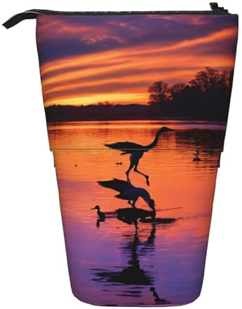 Jagd fliegende wilde Enten Vertikal einziehbares Federmäppchen Make-up Tasche Brieftasche Aufbewahrungstasche für Stifte, Bleistifte und kleine Gegenstände, Schwarz , Einheitsgröße, Kosmetiktasche