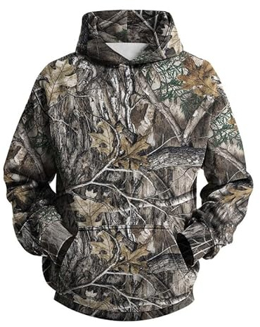 keepmore Hommes Jungle Chasse Sweat à Capuche imprimé Camouflage Manteaux d’Hiver Vêtements à Capuche à Manches Longues Sweats à Capuche Chauds avec Poche
