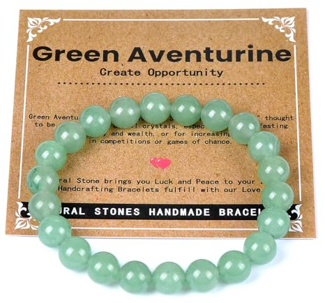 YUEBAYUE Green Aventurine Bracelet for Women 8mm Natural Green Gemstone Beads Bracelet