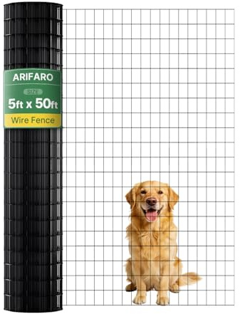 ARIFARO 1,5m x 15,2m Maschendraht Metallzaun - Gittergröße 5cm x 7,5cm - 2 mm Drahtdurchmesser mit PVC, Metallgitterrolle mit Feuerverzinkt Beschichtung für Hunde, Hühner, Rehe, Kaninchen