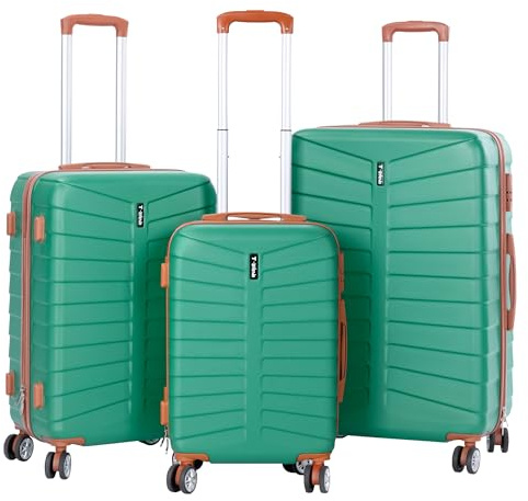 Juego de 3 Maletas Viaje Rígidas ABS con Ruedas 360° | Trolley Maleta de Cabina Ligero y Resistente | Equipaje de Mano, Mediana y Grande | Cerradura, Asa Telescópica, Interior Organizado Diseño