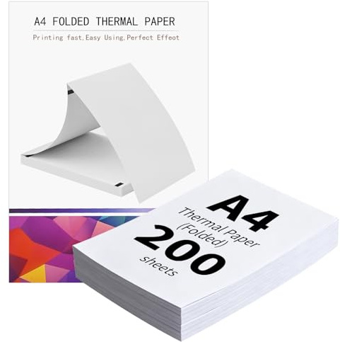 (200 Blatt) Thermopapier A4, Schnelltrocknendes Thermopapier A4, 210 x 297mm Kompatibel mit den Meisten Thermodruckern,BPA-freiThermodrucker Papier für Dokumente, Webseiten & Fotos (200)