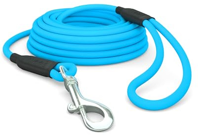 10m Perro Correa de Arrastre, Resistente al Agua Redonda Correa de Perro con Lazo de Mano, Robusta Correa de Entrenamiento Libre de Correr Cian-Azul, hasta 35kg