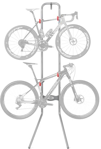 CXWXC Support Mural Vertical pour 2 Vélos, Rangement Vélo Gain de Place jusqu'à 54 kg, Porte-Vélo Réglable pour Garage & Appartement, VTT & Vélo de Route