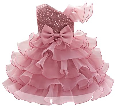 Miipat Flickklänning, enaxlad, paljetter, prinsessa, ärmlös, blomsterflicka bröllop klänning tutu volanger, barnklänningar för fest och födelsedag