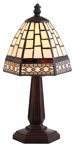 JONATHAN Y Carter Tiffany Style Stained Glass Table Lamp 12, Ivory/Cream