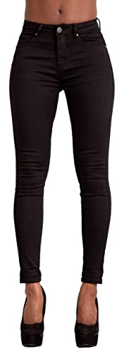 Lusty Chic Vaqueros Mujer Push Up Tejanos Cintura Alta Pantalones Pitillos Elasticos Jean de Color (36, Negro)
