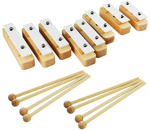 A-Star Chime Bar Set mit 8 diatonischen Sopran-Glockenspiel-Xylophonen aus Holz mit 8 Schlägeln – C6 bis C7