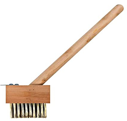 Cepillo raspador de malezas de 36 cm, raspador y cepillo 2 en 1, mango de madera cómodo con cepillo de pavimentación en ángulo, elimina las malezas y el musgo acumulado
