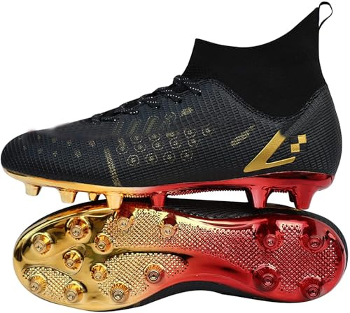 Kmrlofiy Fotbollsskor för män, fotbollsskor med high-top-dubbar, professionella, utomhus, friidrott, barn, pojke, fotbollsskor, tävling, skosnören, träningsskor, sportskor, 36 EU