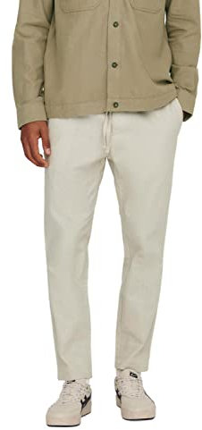 ONLY & SONS Herren Sweatpant ONSLINUS Crop LIN - Tapered Fit - XS S M L XL XXL, Größe:L, Farbe:Silver Lining 22024966