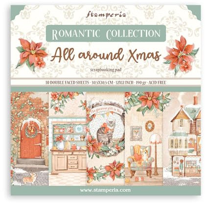 Stamperia - Scrapbook Paper Pad for Scrapbooks, Albums, and Bullet Journals, All Around Christmas, Acid Free, Double-Sided, Perfect for Crafts and Gifting (All You Need for Christmas) (30.5 x 30.5cm)