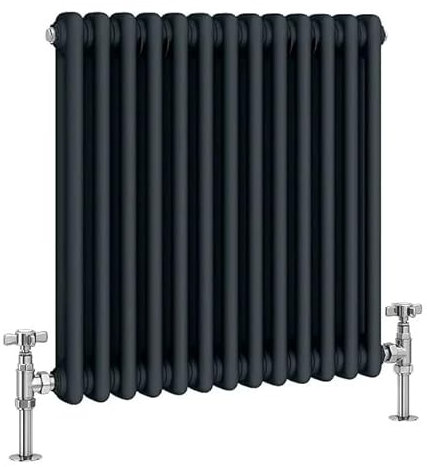 Manissa 2 Column Anthracite Traditional 600h x 800w Column Radiator Old Cast Iron Type School Radiator