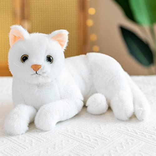 Qikam Jouet en Peluche Chat, Peluche Chat Réaliste 30CM, Douce Mignonne Chaton, Chat Simulation Chaton Animaux en Peluche en Peluche Cadeaux pour Enfant-s Garçons Filles